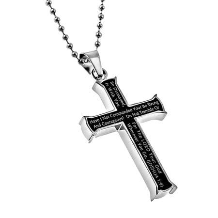 Strong And Courageous Black Iron Cross Necklace | Atrio Hill