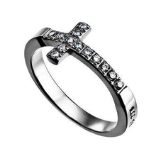 All Things Through Christ Sideways Cross Ring