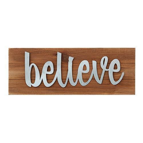 Believe Wood Tabletop Plaque