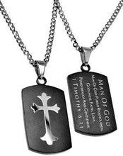 Black Shield Cross Man Of God Necklace