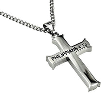 I Can Do All Things Mens Stainless Steel Cross Necklace