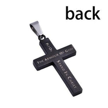 Men's Armor Of God Black Diamond Pattern Cross Necklace