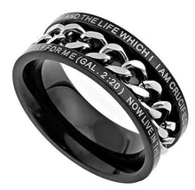 I Am Crucified With Christ Black Chain Ring