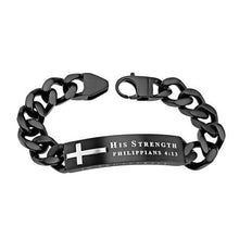 Men's Black Stainless Steel Bracelet Philippians 4:13