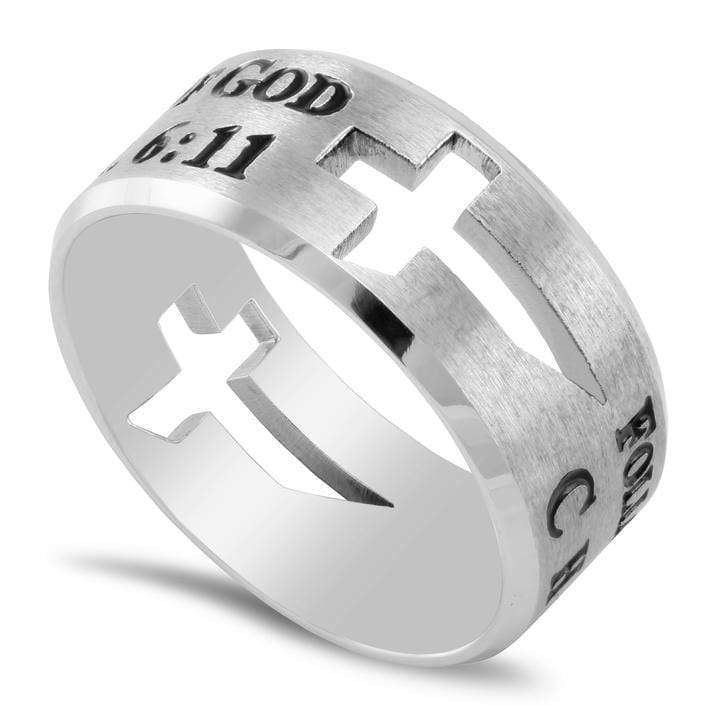 Man online of god with Cross Stainless Steel 8mm ring.