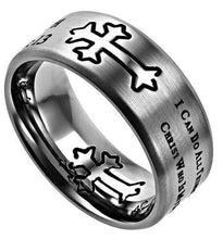 Men's Silver Christian Cross Ring His Strength