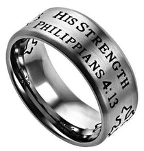 Men's Silver Christian Cross Ring His Strength