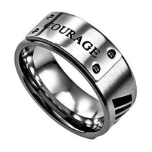 Men's Silver Deluxe Ring Courage Bible Verse