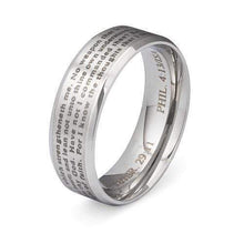 Men's Silver Popular Bible Verses Cross Ring