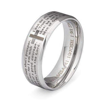 Men's Silver Popular Bible Verses Cross Ring