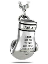 Men's Stainless Steel Philippians 4:13 Boxing Glove Necklace