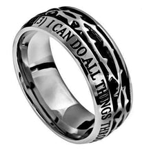 Philippians 4:13 Christ My Strength Crown Of Thorns Ring