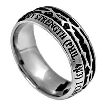 Philippians 4:13 Christ My Strength Crown Of Thorns Ring