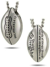 Philippians 4:13 Stainless Steel Football Necklace