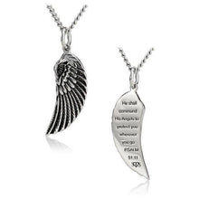 Women's Psalm 91:11 Stainless Steel Angel Wing Necklace