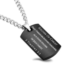 Soldier Of Christ Shield Cross Necklace - Black