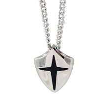 Men's Stainless Steel Shield Cross Necklace - Joshua 1:9