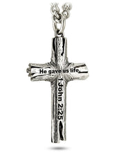 Stainless Steel Woodgrain Cross Necklace