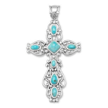 Sterling Silver Turquoise Cross Pendant