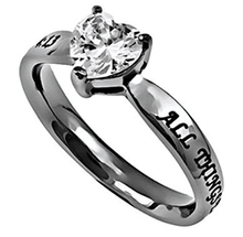 Women's All Things Through Christ CZ Heart Ring