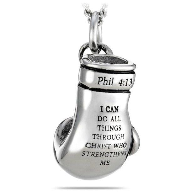 Women's Boxing Glove Necklace Philippians 4;13 Atrio Hill