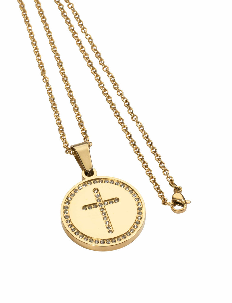 Gold circle cross deals necklace