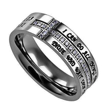 Women's Philippians 4:13 Crescent Cross Ring