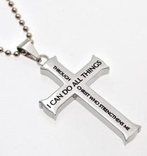 I Can Do All Things Mens Stainless Steel Cross Necklace