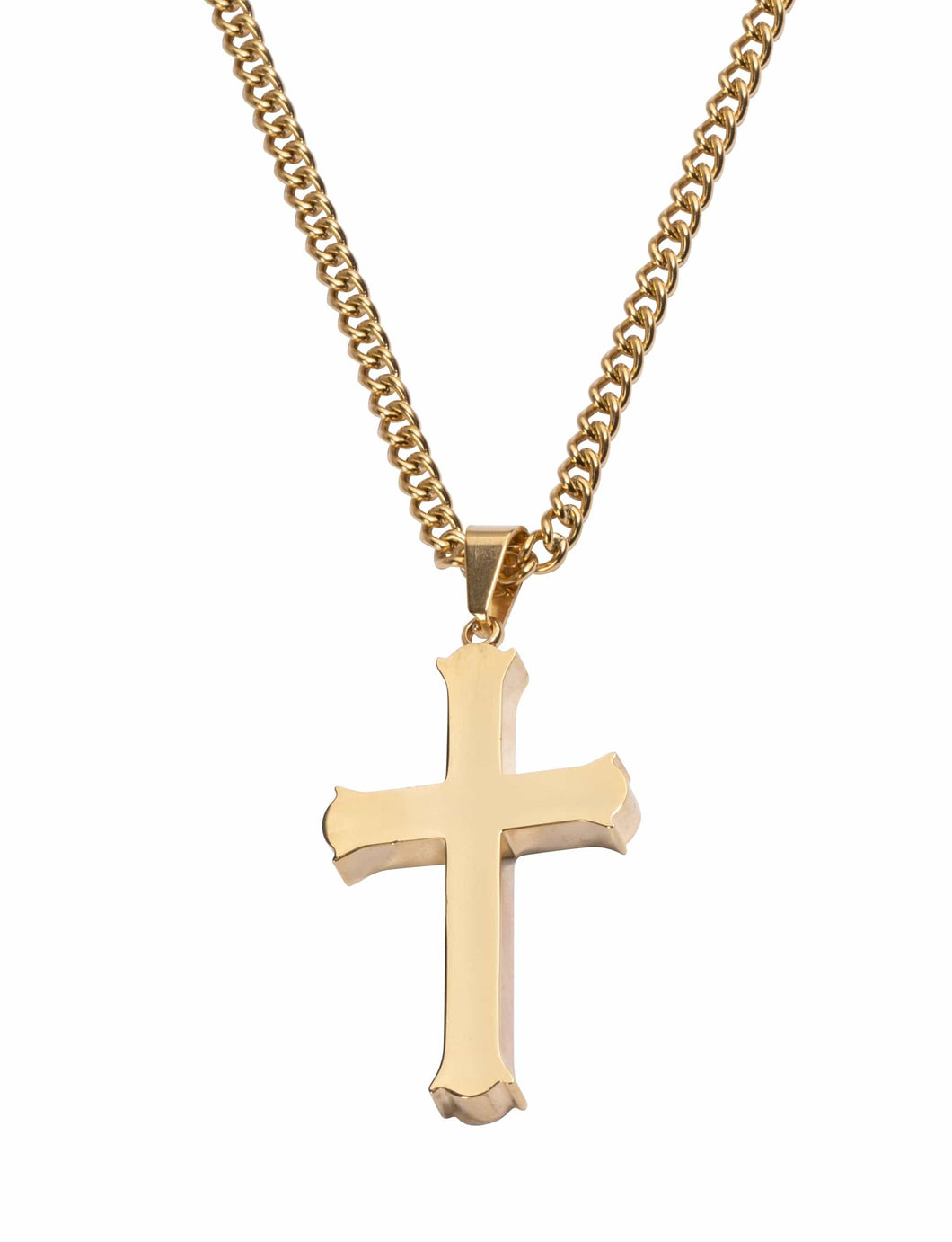 Men's Plain Gold Stainless Steel Cross Necklace