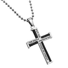 Men's Stainless Steel Armor Of God Cable Cross Necklace