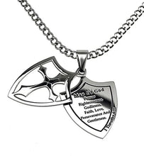 Stainless Steel Cross Necklace Man Of God Shield - 1 Tim 6:11