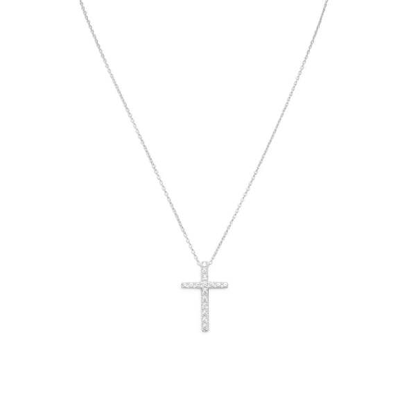 Women's Cross Necklace Sterling Silver CZ