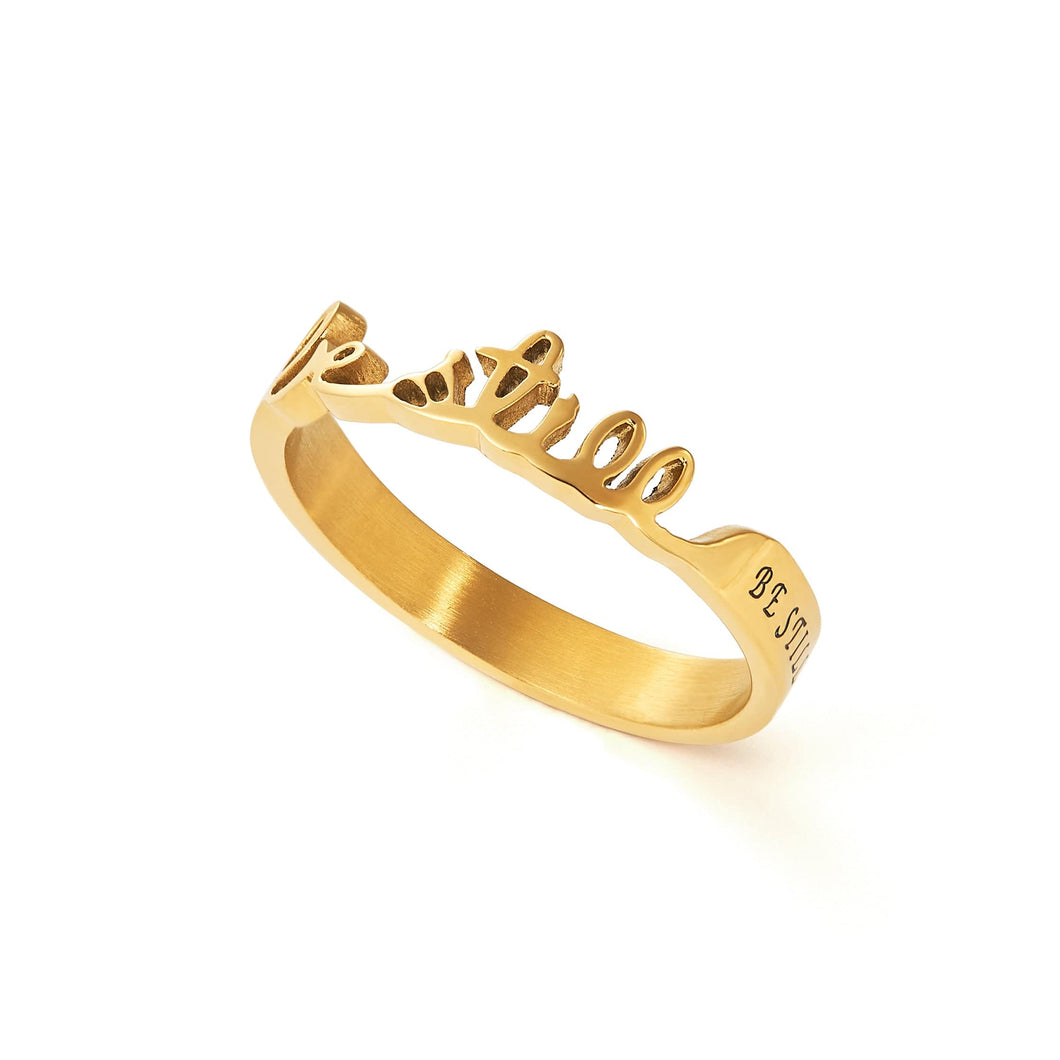 Women's Stainless Steel Gold Tone Be Still Ring