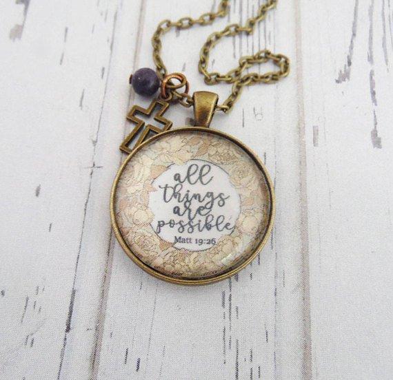 All Things Are Possible Scripture Necklace