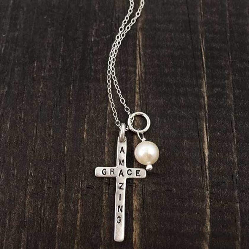 Amazing Grace Sterling Silver Cross Necklace