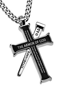 Armor Of God Black Established Cross Necklace