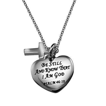 Women's Be Still And Know Sweetheart Cross Necklace