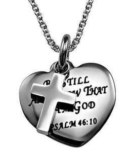 Be Still And Know Sweetheart Cross Necklace