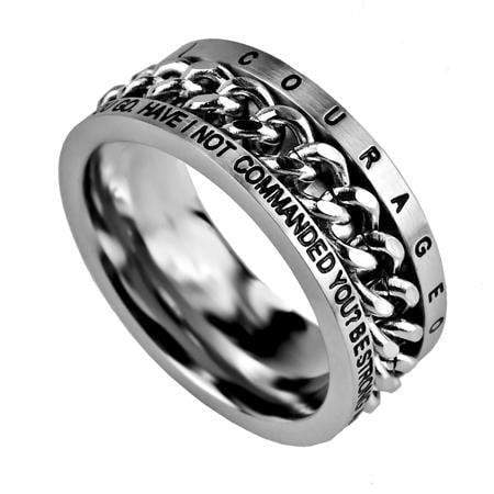 Be Strong And Courageous Chain Ring