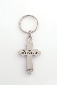 Believe Cross Keychain
