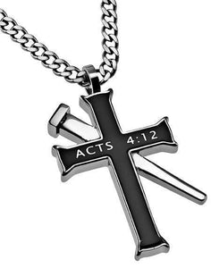 Black Established Cross Necklace Jesus