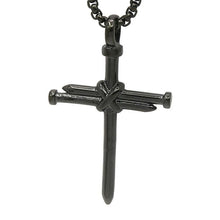 Black Stainless Steel Nail Cross Necklace