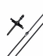 Black Stainless Steel Nail Cross Necklace