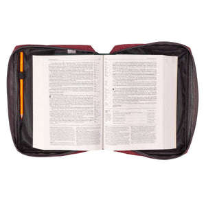 Burgundy Poly-Canvas Bible Cover With Fish Applique
