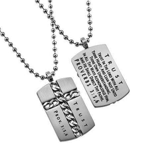 Christian Dog Tag Necklace Proverbs 3:5 Trust
