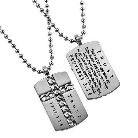 Christian Dog Tag Necklace Proverbs 3:5 Trust