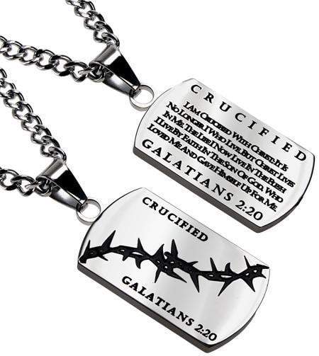 Crown Of Thorns Dog Tag Necklace Crucified
