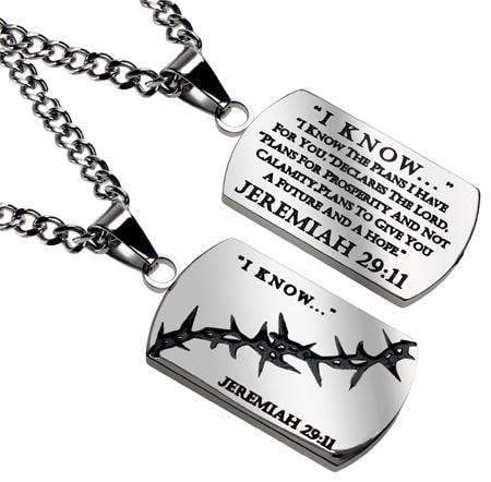 I Know The Plans Crown Of Thorns Dog Tag Necklace