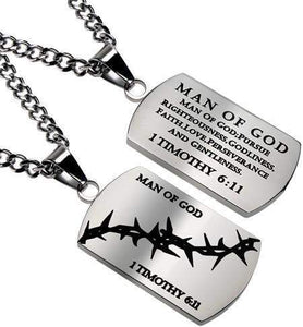 Crown Of Thorns Dog Tag Necklace Man Of God