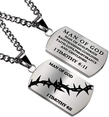 Crown Of Thorns Dog Tag Necklace Man Of God